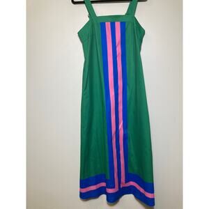 Fashion Green, Blue, Pink Stripe Maxi Dress Sz S/M